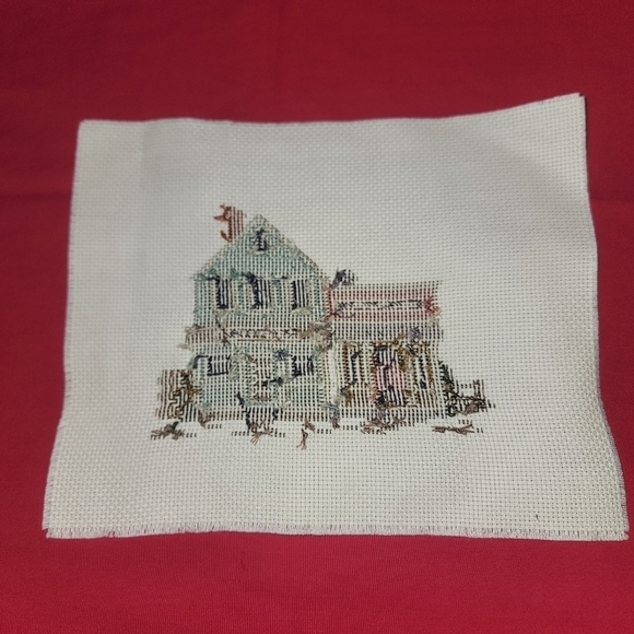 Cross-stitch village handmade. Just needs frame. - Picture 2 of 3